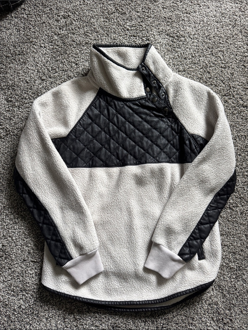 Abercrombie & Fitch Cream Sherpa Jacket with Black Trim